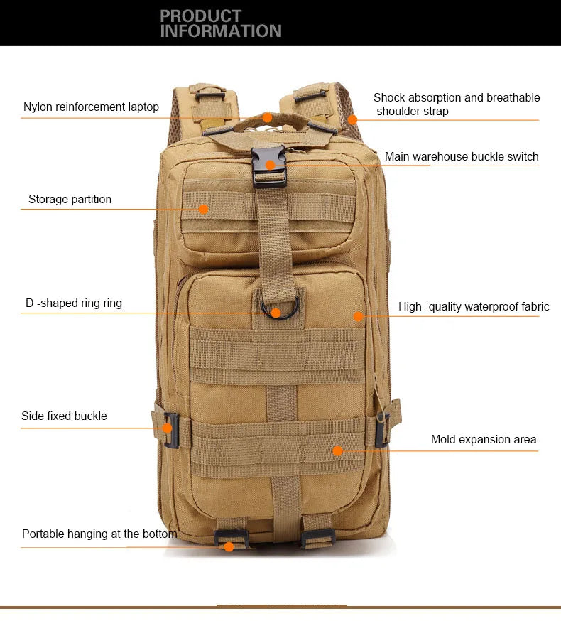 30L or 50L Army Tactical Backpack Large Capacity Waterproof