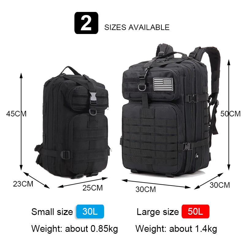 30L or 50L Army Tactical Backpack Large Capacity Waterproof