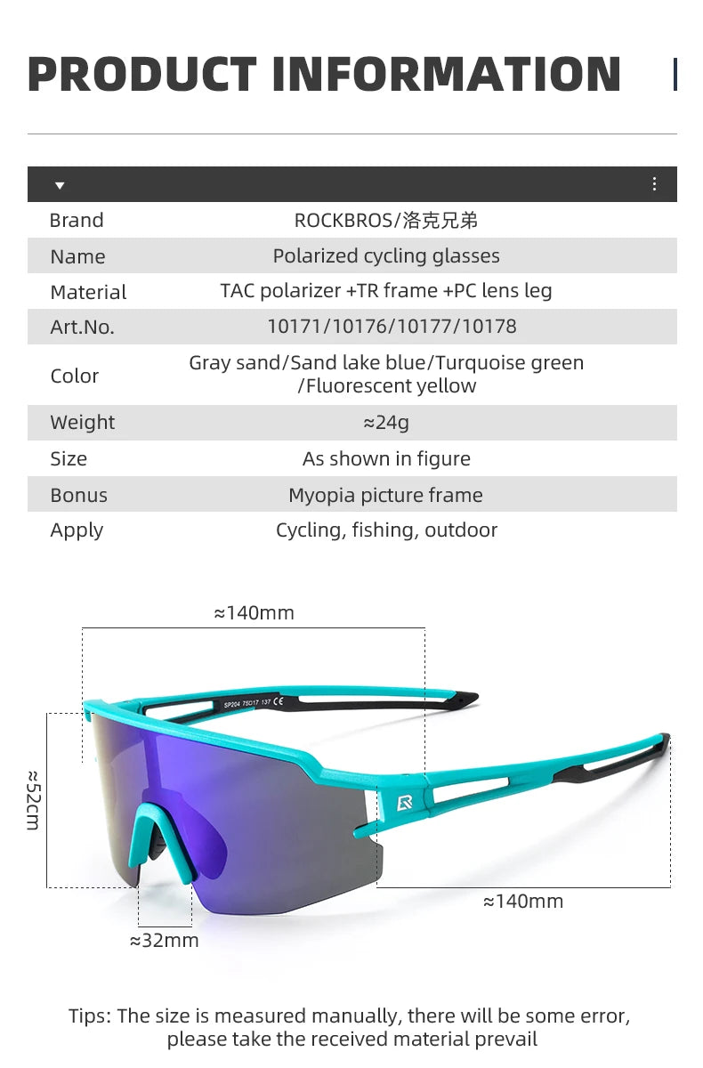 ROCKBROS Bicycle Glasses Polarized Lens UV400