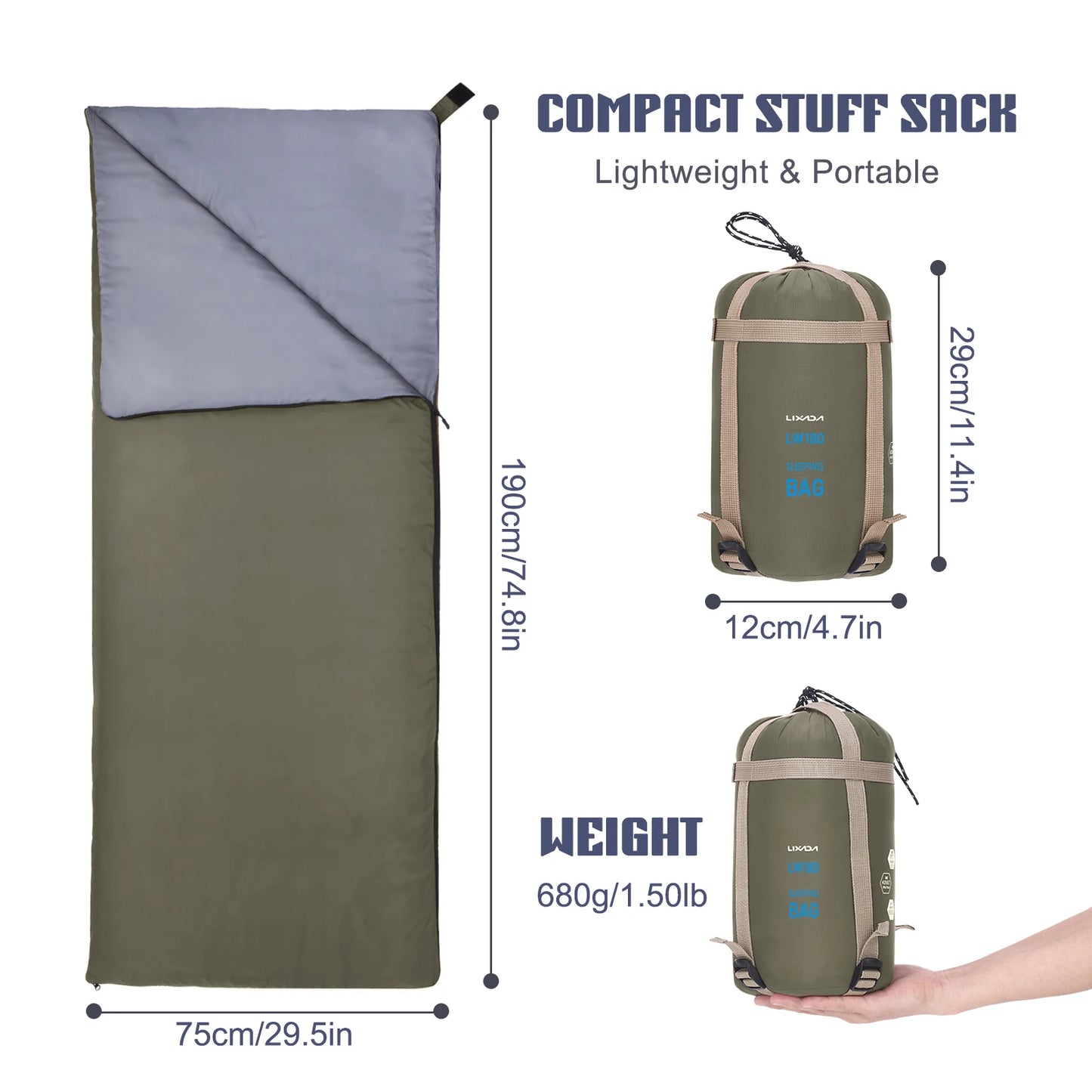 Outdoor 75cm Sleeping Bag Ultra-light 680g