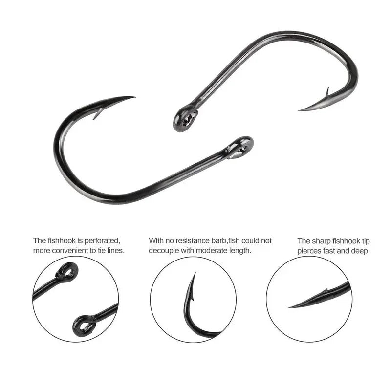 High Carbon Steel Hooks, 100Pcs/box #3~#12