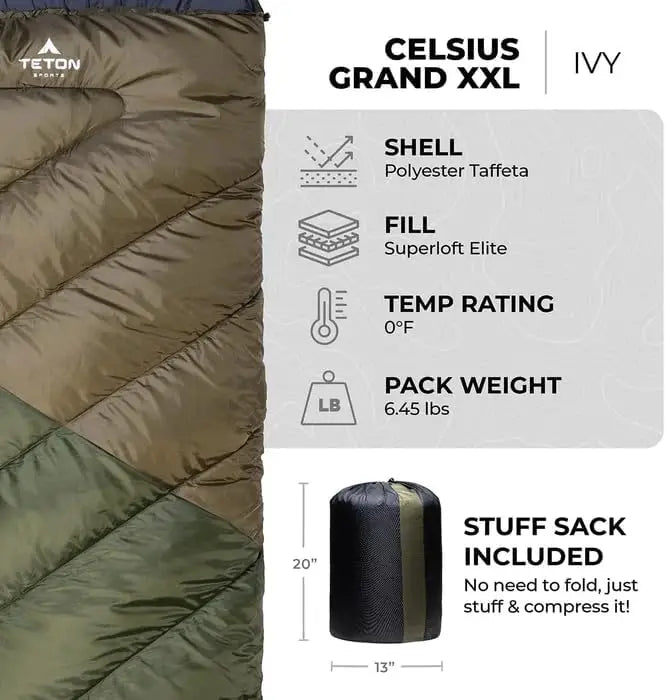 Sports Celsius XXL, -25, 20, 0 Degree Sleeping Bag