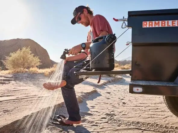 Portable Water Tank with Hose and Sprayer for Camping Showers