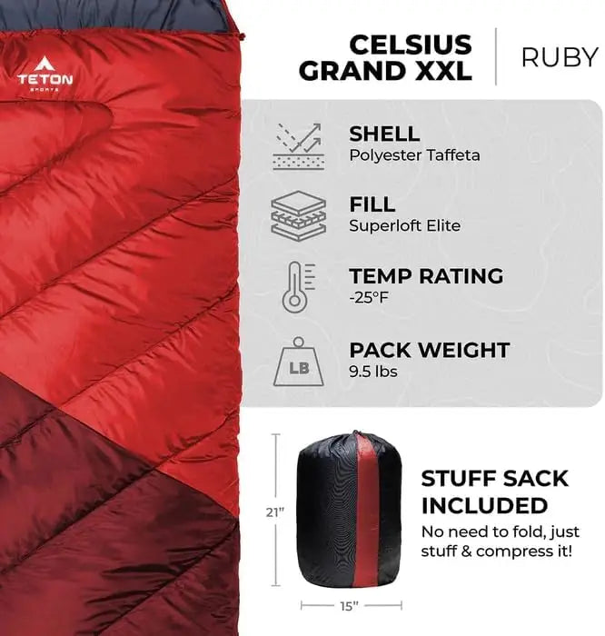 Sports Celsius XXL, -25, 20, 0 Degree Sleeping Bag