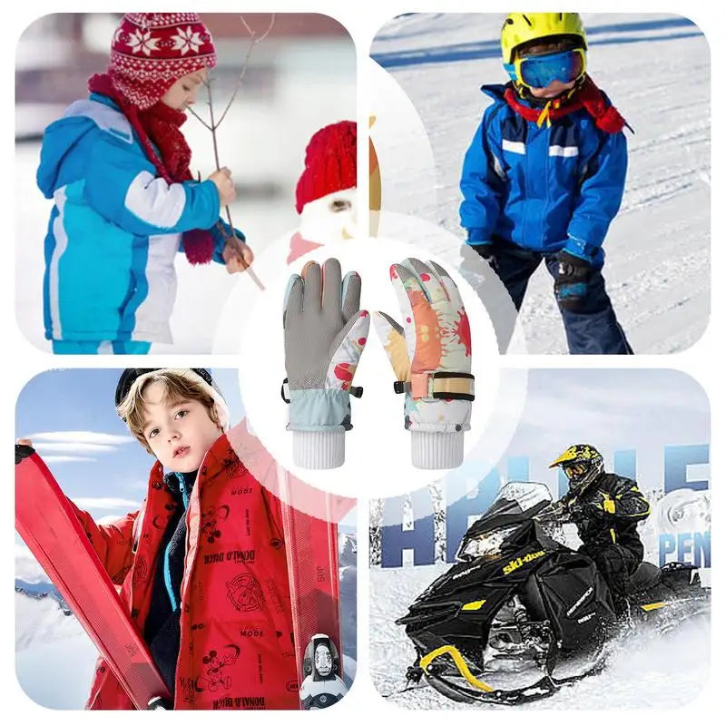 Ski Gloves For Kids Anti-Slip Insulated Waterproof