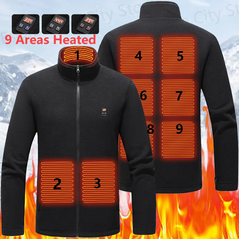 Heated Jacket 9 Heated Areas Temperature Intelligent Heating Coat for Winter Outdoor