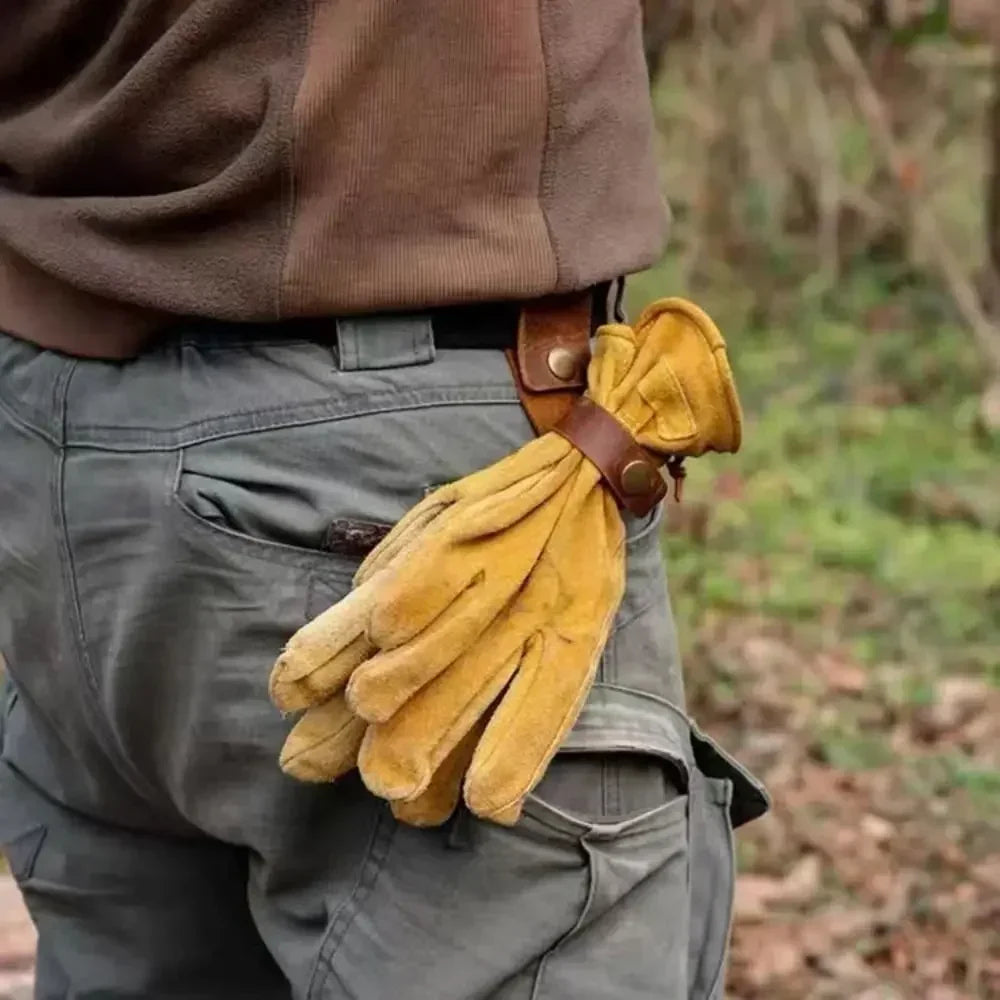 Brown Mountaineering PU Leather Buckle Gloves