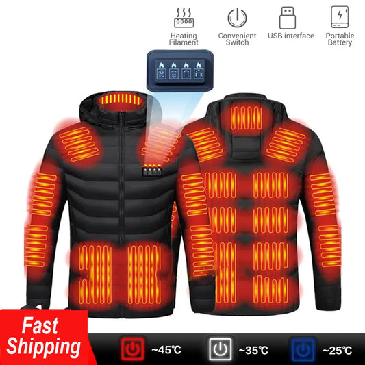 Washable USB charging and heating jacket