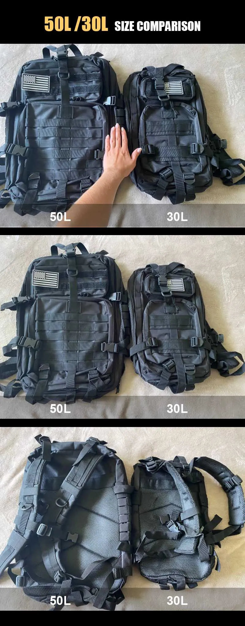 30L or 50L Army Tactical Backpack Large Capacity Waterproof