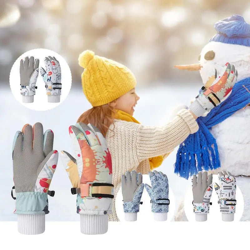 Ski Gloves For Kids Anti-Slip Insulated Waterproof