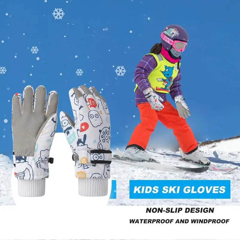 Ski Gloves For Kids Anti-Slip Insulated Waterproof