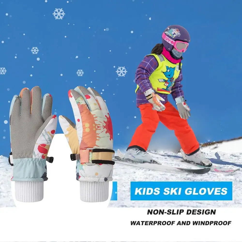 Ski Gloves For Kids Anti-Slip Insulated Waterproof