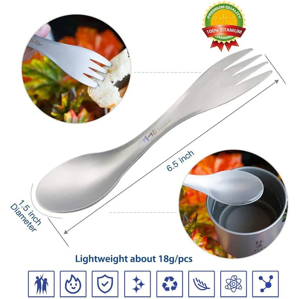 Pure Titanium Spork Ultralight EDC Outdoor Tableware